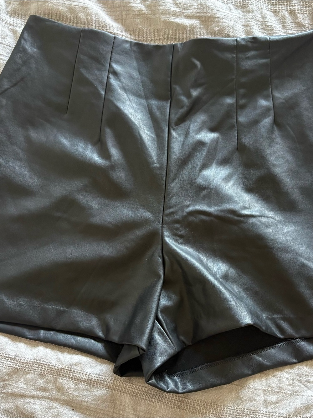 Express Black High-Waist Faux Leather Shorts